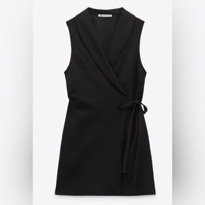 Zara black blazer wrap dress